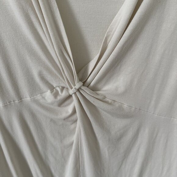 Beige Shift Dress Twist Front Fresh Produce Knee Length Womens Large USA Made - Picture 2 of 12